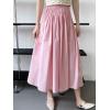 imagechouyatou Womens Elegant Pleated A Line Skirt High Elastic Waist Swing Bohemian Midi Long SkirtPink