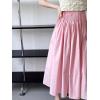imagechouyatou Womens Elegant Pleated A Line Skirt High Elastic Waist Swing Bohemian Midi Long SkirtPink