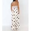 imagechouyatou Womens Elegant Polka Dot Maxi Dress Back Smocked Spaghetti Strap Ruffle Swing Long Dress with PocketsApricot