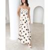 imagechouyatou Womens Elegant Polka Dot Maxi Dress Back Smocked Spaghetti Strap Ruffle Swing Long Dress with PocketsApricot