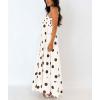 imagechouyatou Womens Elegant Polka Dot Maxi Dress Back Smocked Spaghetti Strap Ruffle Swing Long Dress with PocketsApricot