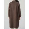 imagechouyatou Womens Elegant Single Breasted Horn Button Wool Coat Long Sleeve Pocketed Midi Long Winter Trench CoatDark Brown