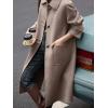 imagechouyatou Womens Elegant Single Breasted Horn Button Wool Coat Long Sleeve Pocketed Midi Long Winter Trench CoatLight Khaki