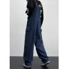 imagechouyatou Womens Embroidery Denim Bib Overall Baggy Casual Adjustable Strap Jeans Pant JumpsuitsBlue