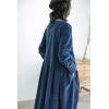 imagechouyatou Womens Fall Babydoll Corduroy Dress Long Sleeve Pleated Pullover Midi Dresses with PocketsBlue