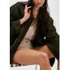 imagechouyatou Womens Fall Casual Faux Suede Leather Jacket Boyfriend Button Down Shacket Coat with PocketsArmy Green
