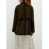 imagechouyatou Womens Fall Casual Faux Suede Leather Jacket Boyfriend Button Down Shacket Coat with PocketsArmy Green