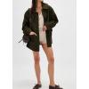 imagechouyatou Womens Fall Casual Faux Suede Leather Jacket Boyfriend Button Down Shacket Coat with PocketsArmy Green