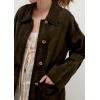 imagechouyatou Womens Fall Casual Faux Suede Leather Jacket Boyfriend Button Down Shacket Coat with PocketsArmy Green