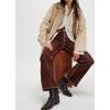 imagechouyatou Womens Fall Casual Faux Suede Leather Jacket Boyfriend Button Down Shacket Coat with PocketsBeige Apricot