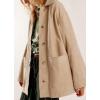 imagechouyatou Womens Fall Casual Faux Suede Leather Jacket Boyfriend Button Down Shacket Coat with PocketsBeige Apricot