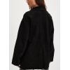 imagechouyatou Womens Fall Casual Faux Suede Leather Jacket Boyfriend Button Down Shacket Coat with PocketsBlack