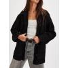 imagechouyatou Womens Fall Casual Faux Suede Leather Jacket Boyfriend Button Down Shacket Coat with PocketsBlack