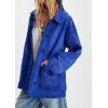 imagechouyatou Womens Fall Casual Faux Suede Leather Jacket Boyfriend Button Down Shacket Coat with PocketsBlue