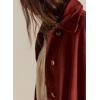 imagechouyatou Womens Fall Casual Faux Suede Leather Jacket Boyfriend Button Down Shacket Coat with PocketsBrick Red