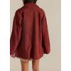 imagechouyatou Womens Fall Casual Faux Suede Leather Jacket Boyfriend Button Down Shacket Coat with PocketsBrick Red