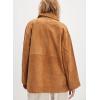 imagechouyatou Womens Fall Casual Faux Suede Leather Jacket Boyfriend Button Down Shacket Coat with PocketsCamel