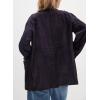 imagechouyatou Womens Fall Casual Faux Suede Leather Jacket Boyfriend Button Down Shacket Coat with PocketsNavy Blue