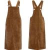 imagechouyatou Womens Fall Corduroy Adjustable Strap Overall Dress Pinafore Elegant Midi Tank DressBrown