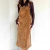 imagechouyatou Womens Fall Corduroy Adjustable Strap Overall Dress Pinafore Elegant Midi Tank DressBrown