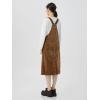 imagechouyatou Womens Fall Corduroy Adjustable Strap Overall Dress Pinafore Elegant Midi Tank DressBrown