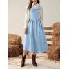 imagechouyatou Womens Fall Corduroy Overall Dress Adjustable Strap A Line Flare Pinafore Midi Jumper DressAzure
