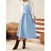 imagechouyatou Womens Fall Corduroy Overall Dress Adjustable Strap A Line Flare Pinafore Midi Jumper DressAzure