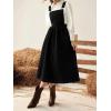 imagechouyatou Womens Fall Corduroy Overall Dress Adjustable Strap A Line Flare Pinafore Midi Jumper DressBlack