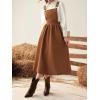 imagechouyatou Womens Fall Corduroy Overall Dress Adjustable Strap A Line Flare Pinafore Midi Jumper DressBrown