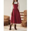 imagechouyatou Womens Fall Corduroy Overall Dress Adjustable Strap A Line Flare Pinafore Midi Jumper DressRed
