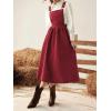 imagechouyatou Womens Fall Corduroy Overall Dress Adjustable Strap A Line Flare Pinafore Midi Jumper DressRed