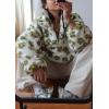 imagechouyatou Womens Fall Cute Floral Faux Fur Pullover Fleece Sweatshirt Y2k Casual Zip Up Winter Sherpa JacketGreen