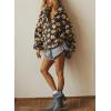 imagechouyatou Womens Fall Cute Floral Faux Fur Pullover Fleece Sweatshirt Y2k Casual Zip Up Winter Sherpa JacketGrey Yellow