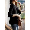 imagechouyatou Womens Fall Lightweight Peplum Cardigan Sweater Button Down Cardigan Jacket Business Casual TopBlack