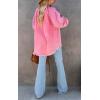 imagechouyatou Womens Fall Oversized Jean Jacket Casual Button Down Denim Shacket JacketHot Pink