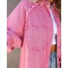imagechouyatou Womens Fall Oversized Jean Jacket Casual Button Down Denim Shacket JacketHot Pink