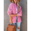 imagechouyatou Womens Fall Oversized Jean Jacket Casual Button Down Denim Shacket JacketHot Pink