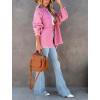 imagechouyatou Womens Fall Oversized Jean Jacket Casual Button Down Denim Shacket JacketHot Pink