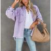imagechouyatou Womens Fall Oversized Jean Jacket Casual Button Down Denim Shacket JacketLight Purple