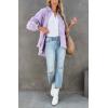 imagechouyatou Womens Fall Oversized Jean Jacket Casual Button Down Denim Shacket JacketLight Purple