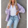 imagechouyatou Womens Fall Oversized Jean Jacket Casual Button Down Denim Shacket JacketLight Purple