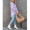 imagechouyatou Womens Fall Oversized Jean Jacket Casual Button Down Denim Shacket JacketLight Purple