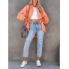 imagechouyatou Womens Fall Oversized Jean Jacket Casual Button Down Denim Shacket JacketOrange