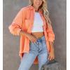 imagechouyatou Womens Fall Oversized Jean Jacket Casual Button Down Denim Shacket JacketOrange