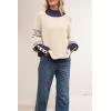 imagechouyatou Womens Fall Tribal Patterned Pullover Sweater Mock Neck Color Block Knit Jumper Sweater TopApricot