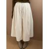 imagechouyatou Womens Fall Winter Corduroy Culottes Cropped Pants Elastic High Waisted Loose Wide Leg PalazzoBeige