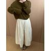 imagechouyatou Womens Fall Winter Corduroy Culottes Cropped Pants Elastic High Waisted Loose Wide Leg PalazzoBeige