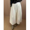 imagechouyatou Womens Fall Winter Corduroy Culottes Cropped Pants Elastic High Waisted Loose Wide Leg PalazzoBeige