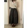 imagechouyatou Womens Fall Winter Corduroy Culottes Cropped Pants Elastic High Waisted Loose Wide Leg PalazzoBrown