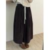 imagechouyatou Womens Fall Winter Corduroy Culottes Cropped Pants Elastic High Waisted Loose Wide Leg PalazzoBrown